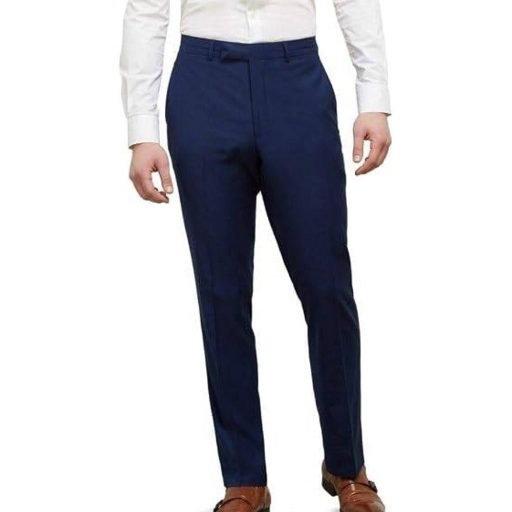 NWT Kenneth Cole Reaction Men's 36x32 Blue Techni-Cole Dress Pants Poly Blend